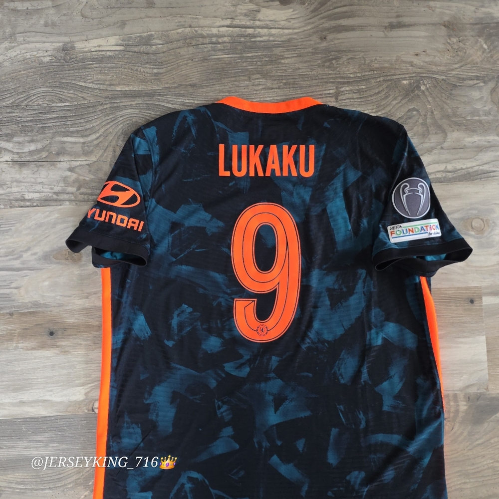 Nike Chelsea FC Romelu Lukaku #9 2021/2022 Authentic Third 3rd Soccer Jersey UCL - Picture 12 of 12